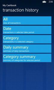 Windows Phone Expense App