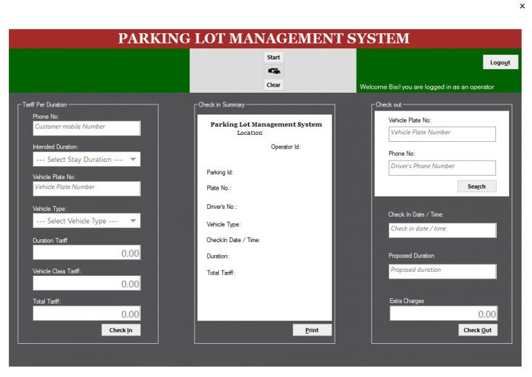 Web Based Parking Lot Management System